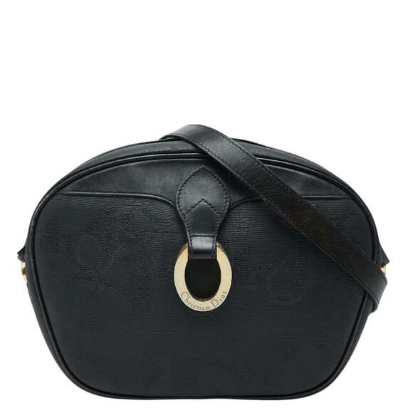 CHRISTIAN DIOR Black Leather Trotter Shoulder Bag